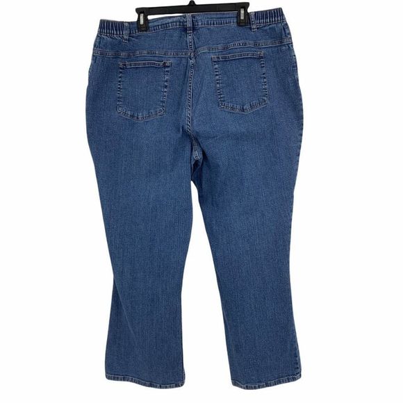 Women’s Essentials Jeans size 22-24W 9935 Bootcut Embroider Elastic Inset Blue - Picture 3 of 8